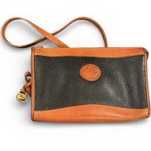 Vintage Dooney & Bourke Black and Tan All Weather Leather Handbag
